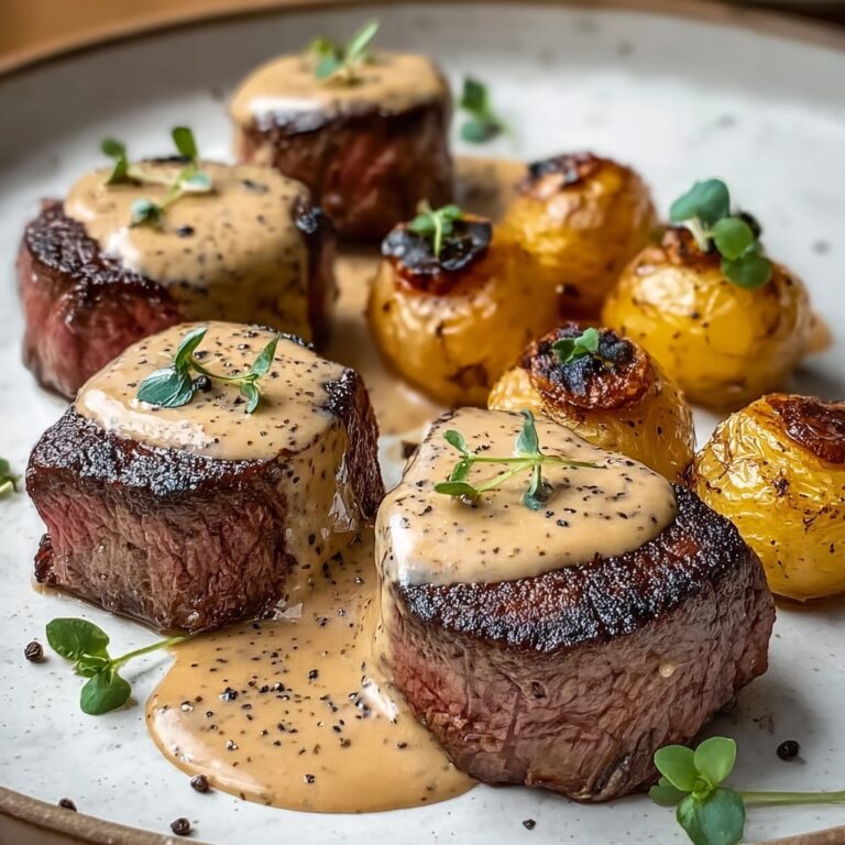 Filet Mignon with Creamy Peppercorn Sauce Recipe