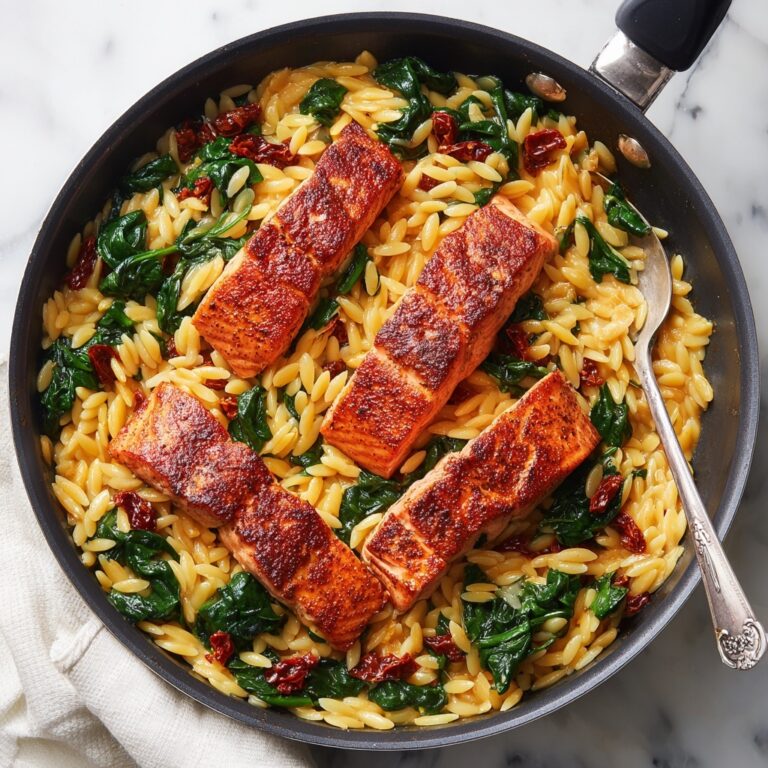Tuscan Salmon with Lemony Orzo Recipe