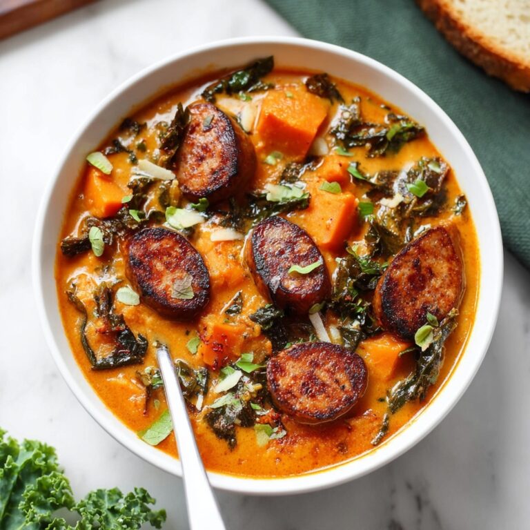 Spicy Sausage, Sweet Potato, and Kale Soup {Paleo, Whole30} Recipe