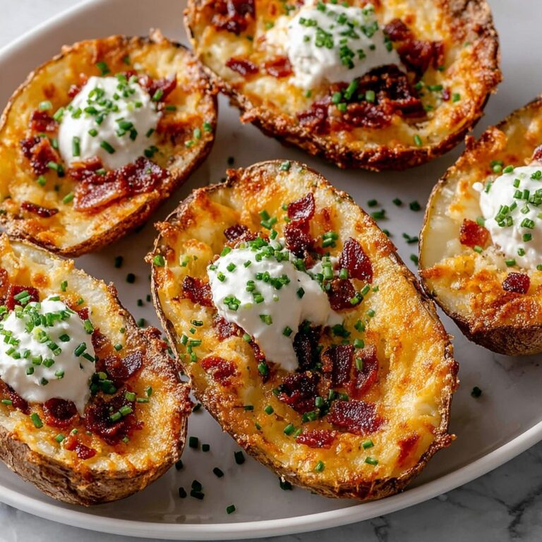 Crispy Baked Potato Skins with Bacon, Cheese, and Chives Recipe