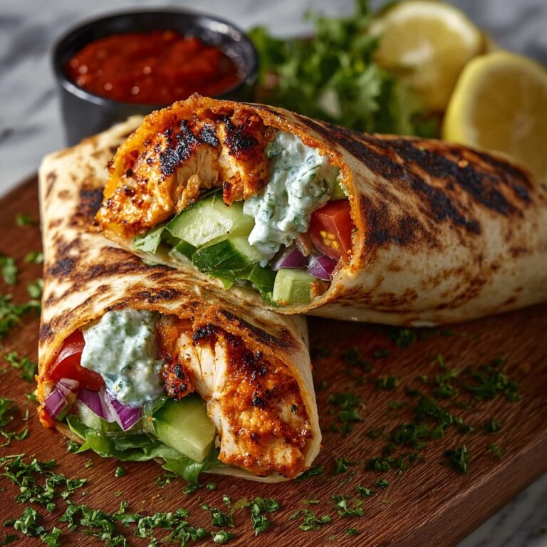 Greek Chicken Wraps with Roasted Red Pepper Sauce Recipe