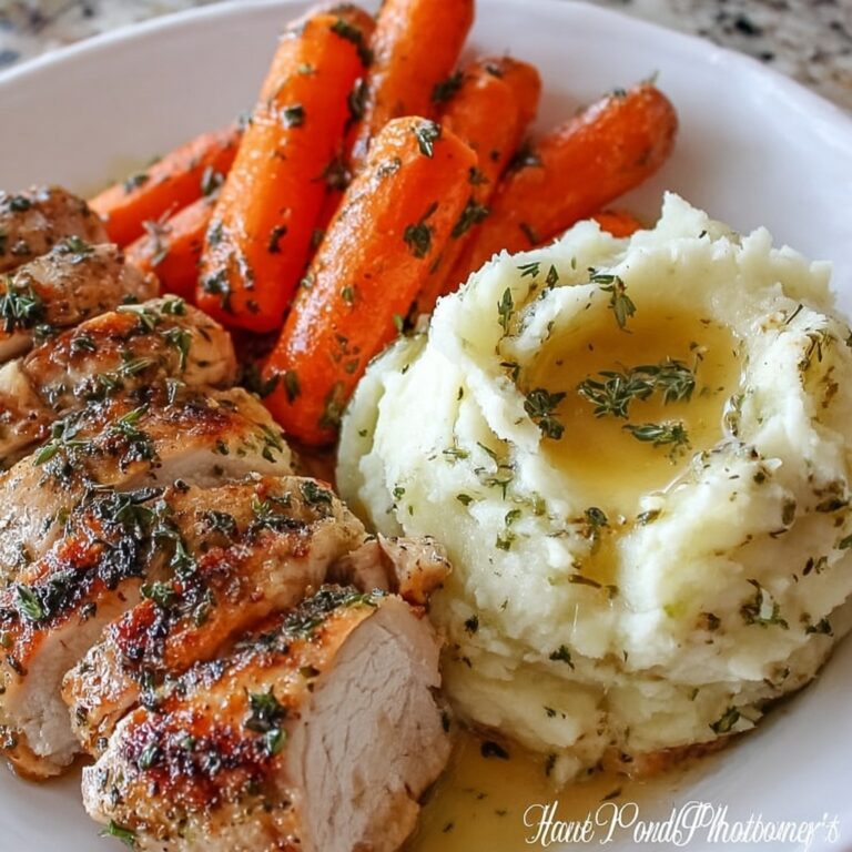 Garlic Herb Chicken with Mashed Potatoes and Glazed Carrots Recipe