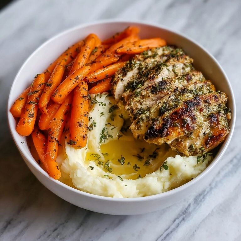 Garlic Herb Chicken with Creamy Mash and Roasted Carrots Recipe