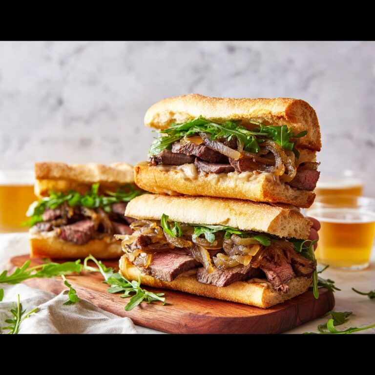 Ultimate Steak Sandwich with Caramelized Onions, Arugula, and Smoky Aioli Recipe