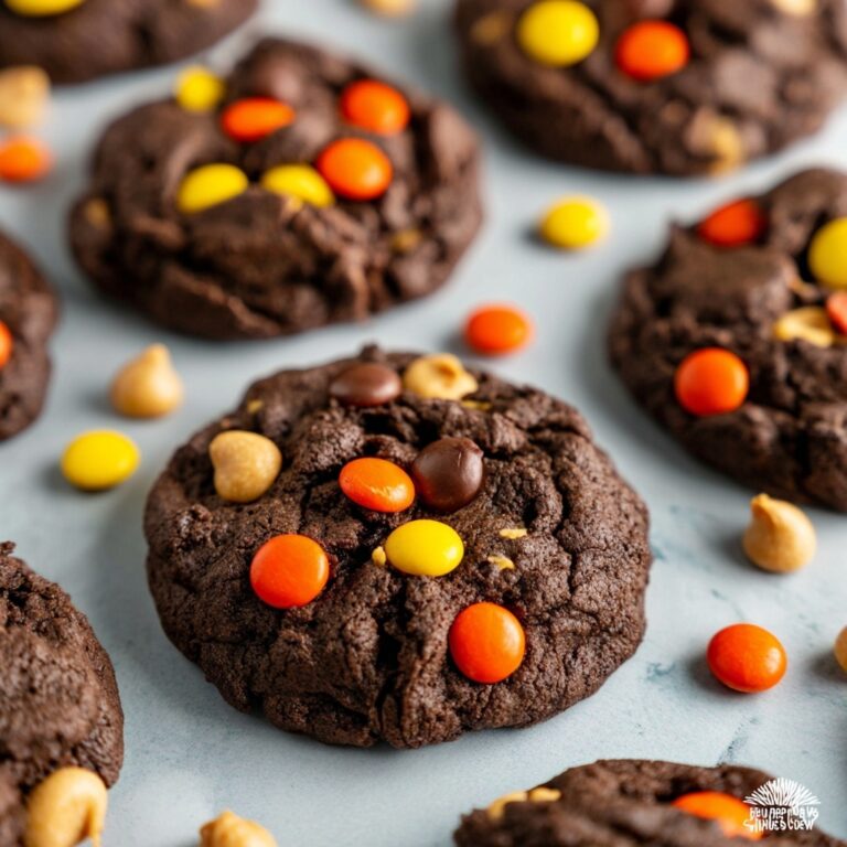 Chocolate and Peanut Butter Cookies with Reese’s Pieces and Chips Recipe