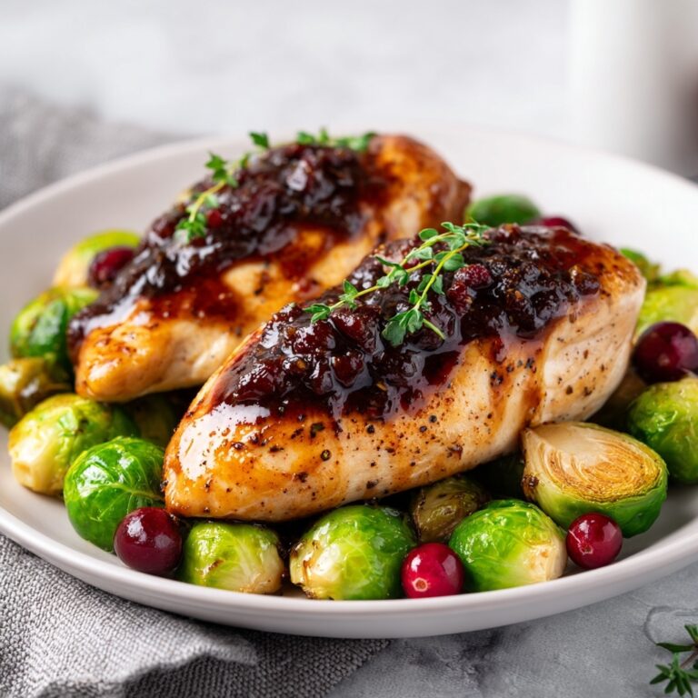 Sheet Pan Balsamic Chicken with Brussels, Grapes, and Red Onion Recipe