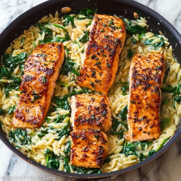 One Skillet Salmon with Lemon Orzo Recipe