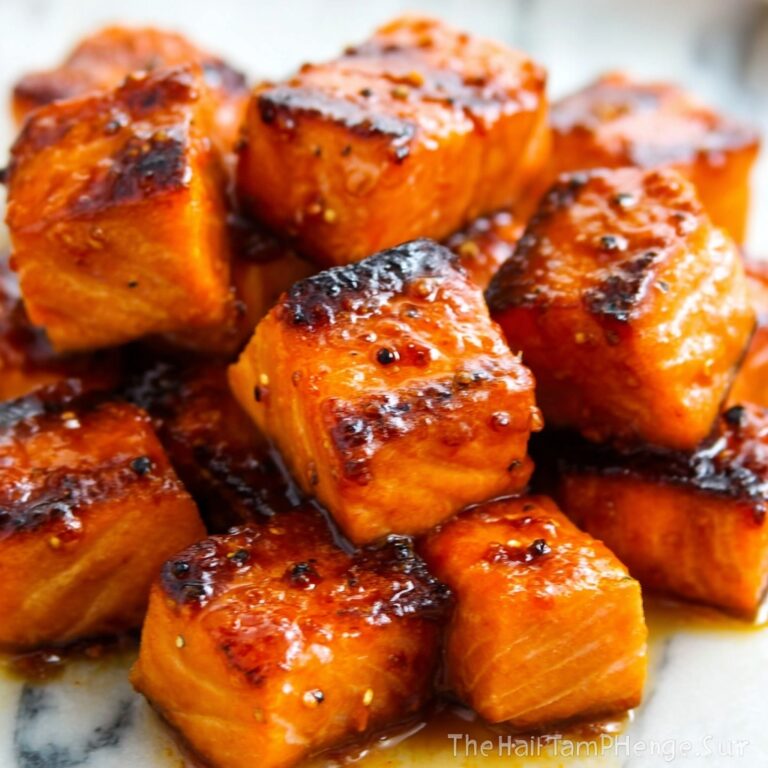 Pan-Seared Salmon Bites with Soy-Honey Sriracha Glaze Recipe