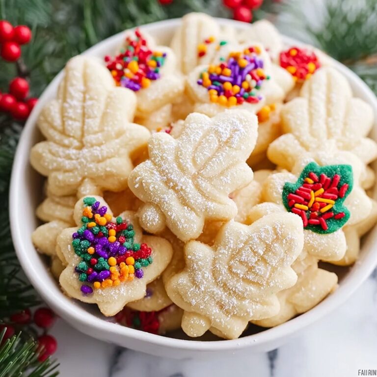 Delicious Festive Spritz Cookies with Candy Melts and Nonpareils Recipe