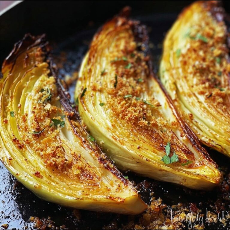 Miso Butter Roasted Cabbage Wedges with Crispy Panko Topping Recipe